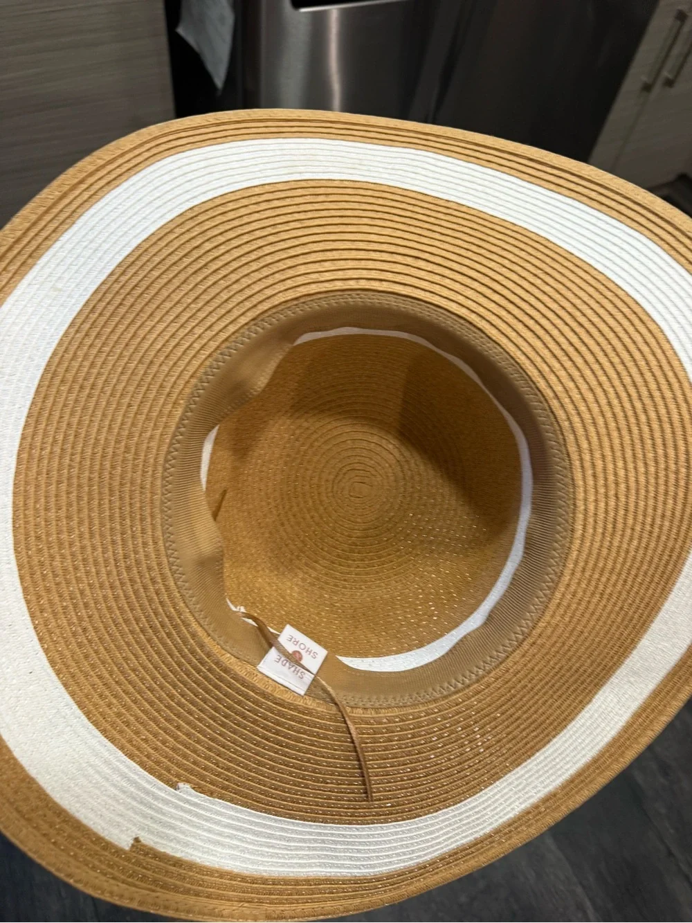 Wide Brim Straw Sun Hat with White Trim - Women's Beach Hat